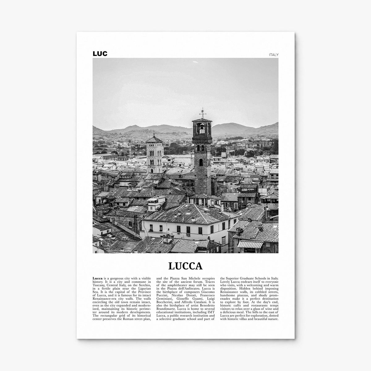 Lucca Newspaper Poster, print only (unframed)
