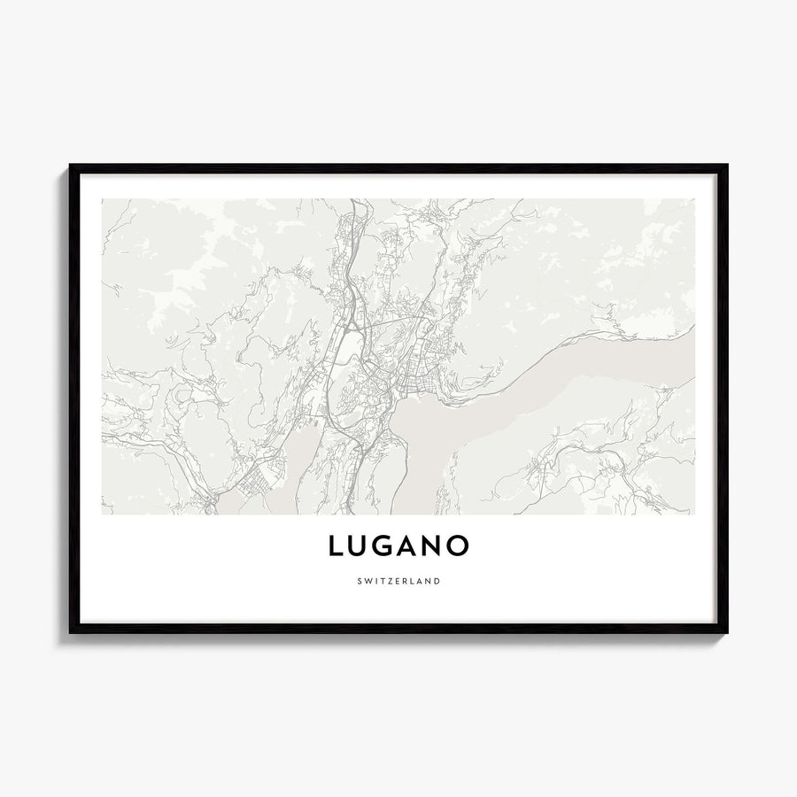Lugano Map Poster, framed poster mockup