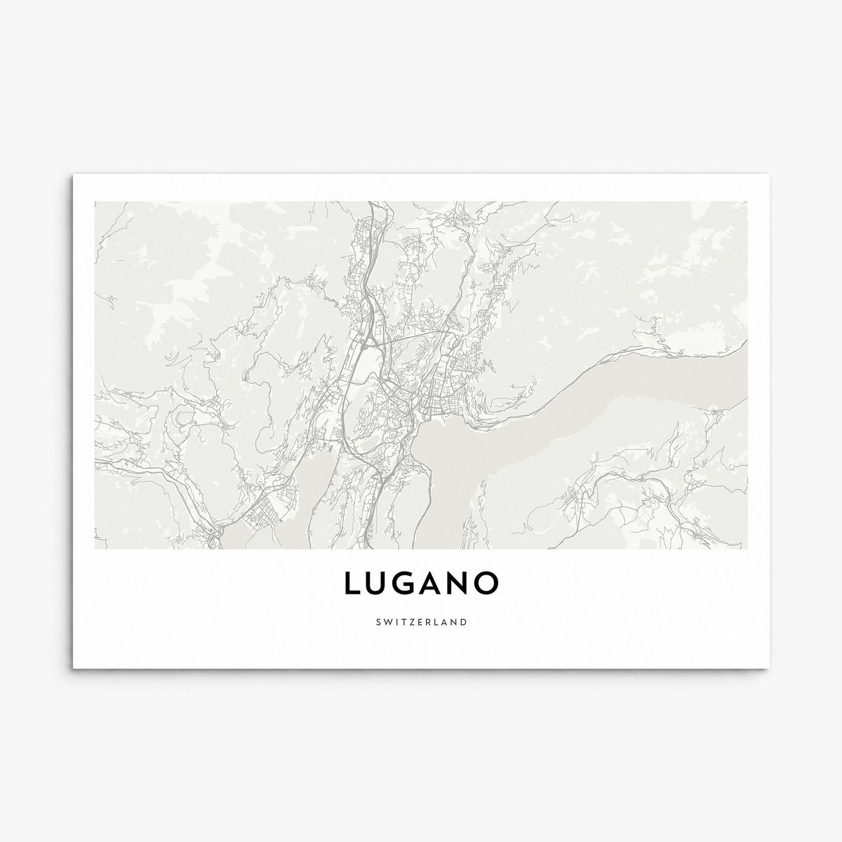 Lugano Map Poster, print only (unframed)