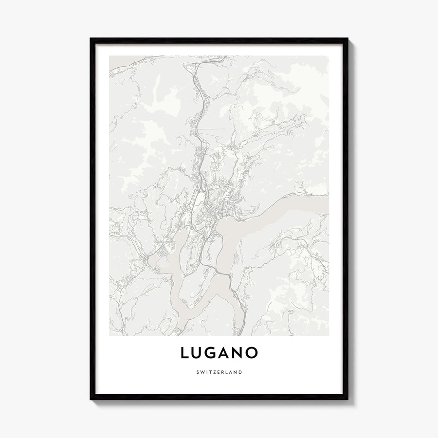 Lugano Map Poster, framed poster mockup