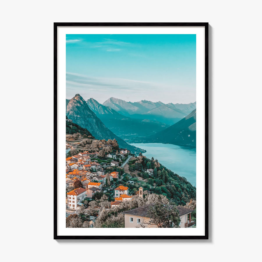 Lugano Photo Poster, framed poster mockup, white border