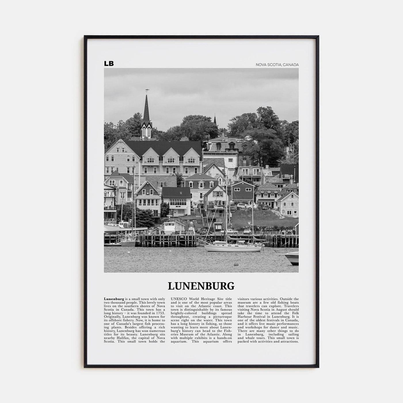 Lunenburg Poster None / 8x12 in Nbourhood Travel B&W Poster