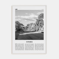 Lusaka Poster White Wood / 8x12 in Nbourhood Travel B&W Poster