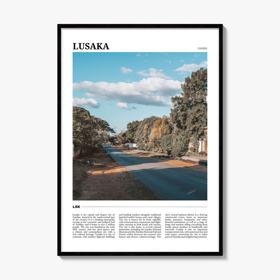 Lusaka Travel Poster, framed poster mockup