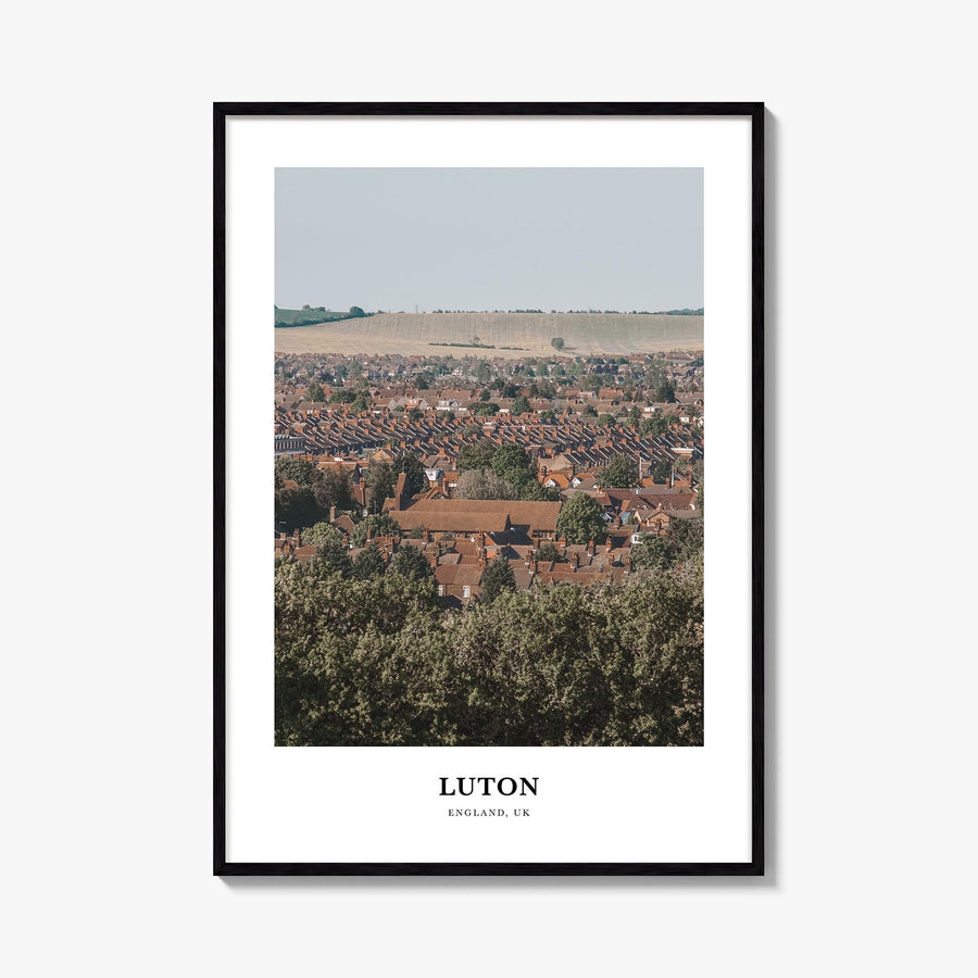Luton colorful classic poster of United Kingdom – vertical wall art, unframed print shown in interior mockup