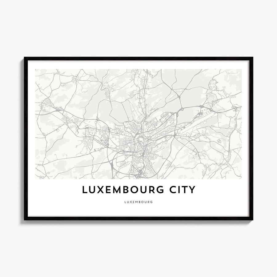 Luxembourg City Map Poster, framed poster mockup