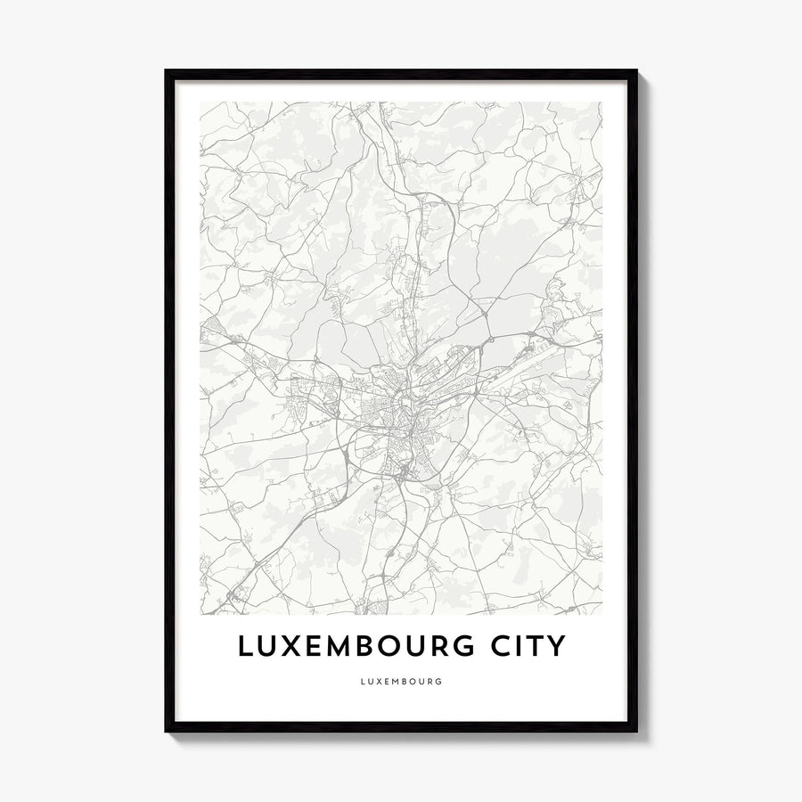 Luxembourg City Map Poster, framed poster mockup