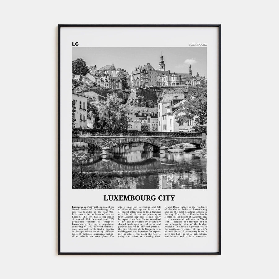 Luxembourg City Poster None / 8x12 in Nbourhood Travel B&W Poster