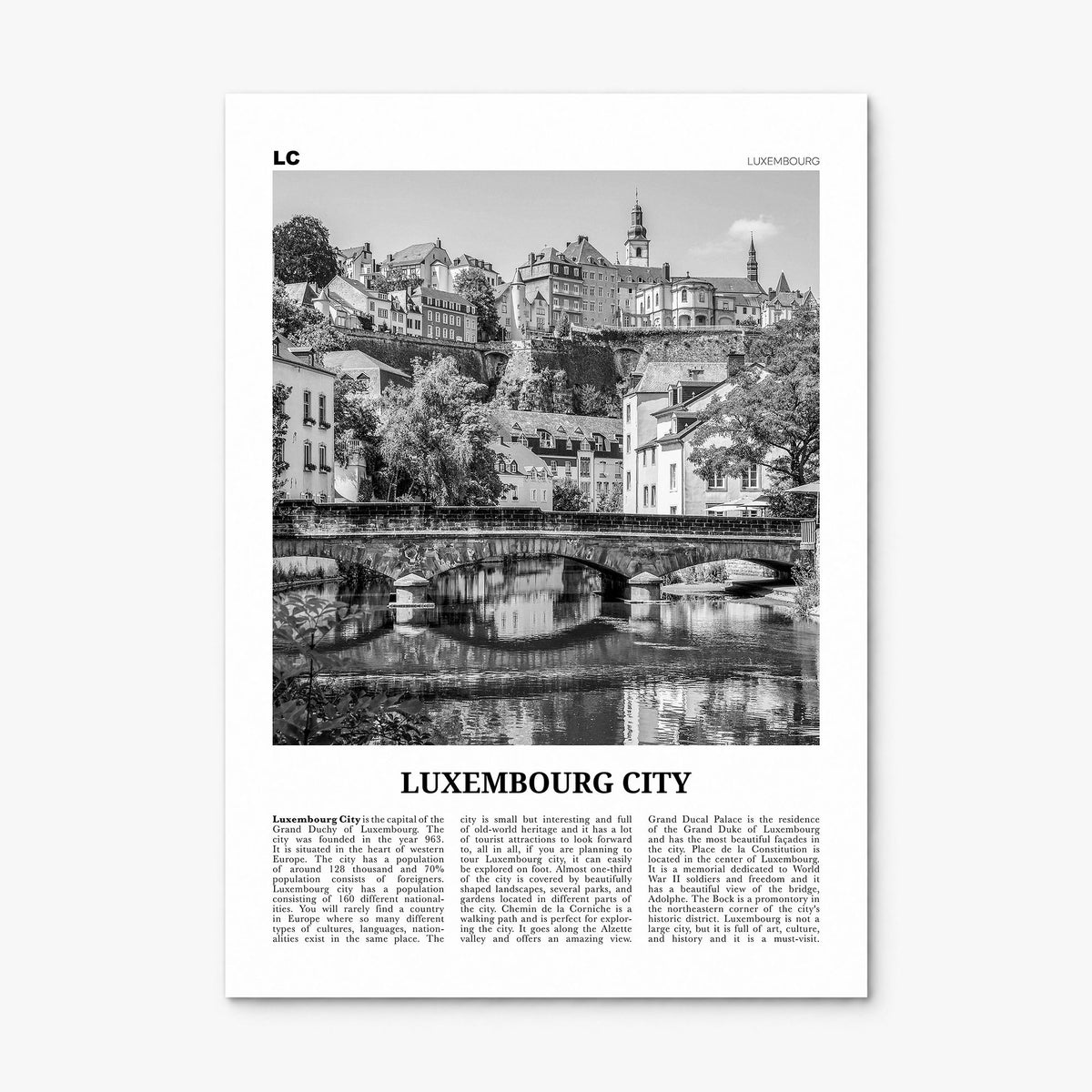 Luxembourg City Newspaper Poster, print only (unframed)