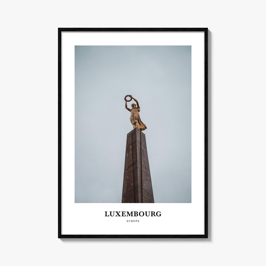 Luxembourg colorful classic poster of Europe – vertical wall art, unframed print shown in interior mockup