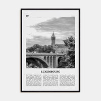 Luxembourg No 1 Poster Black Wood / 8x12 in Nbourhood Travel B&W Poster