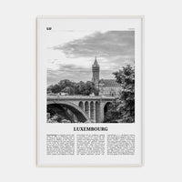 Luxembourg No 1 Poster White Wood / 8x12 in Nbourhood Travel B&W Poster