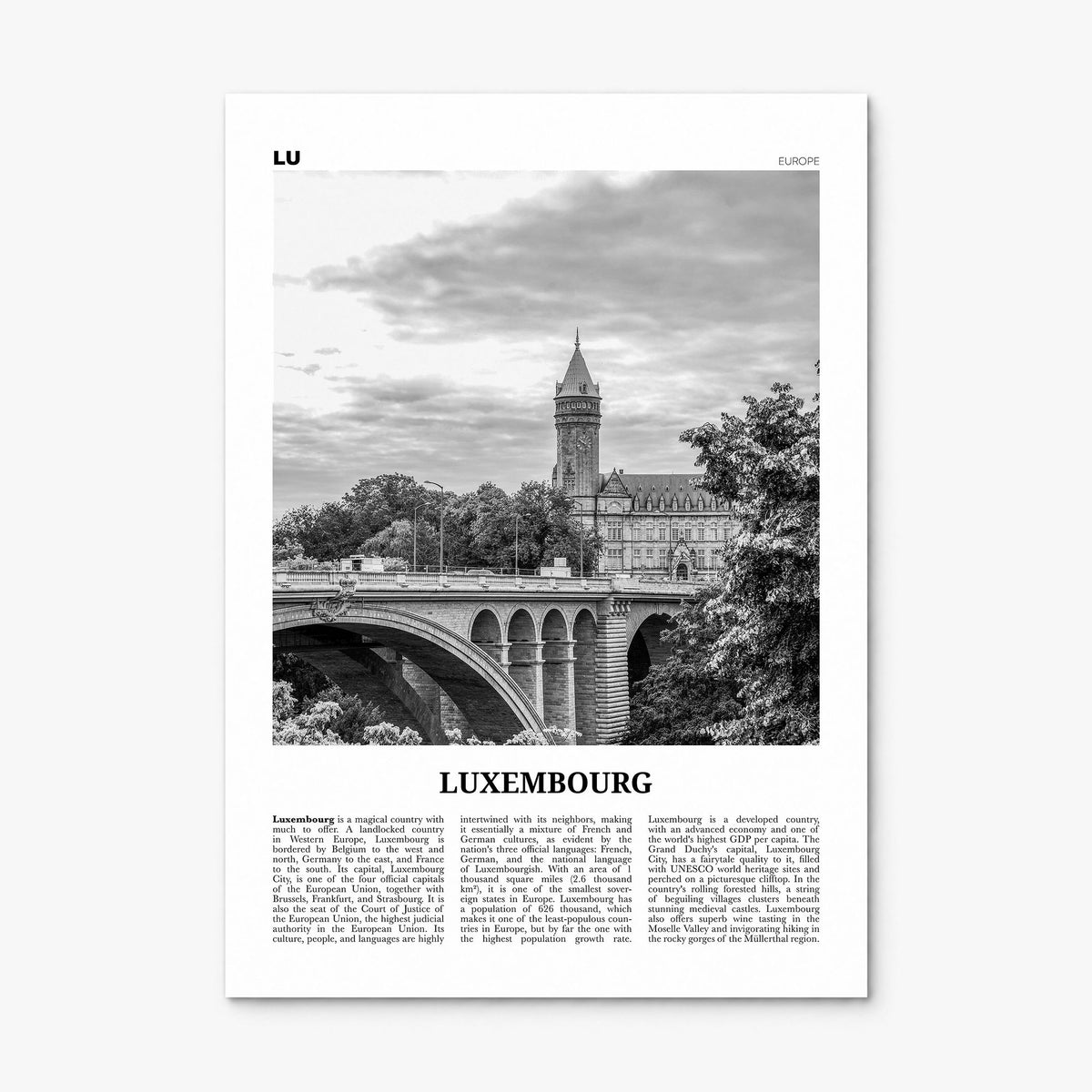 Luxembourg Newspaper No 1 Poster, print only (unframed)