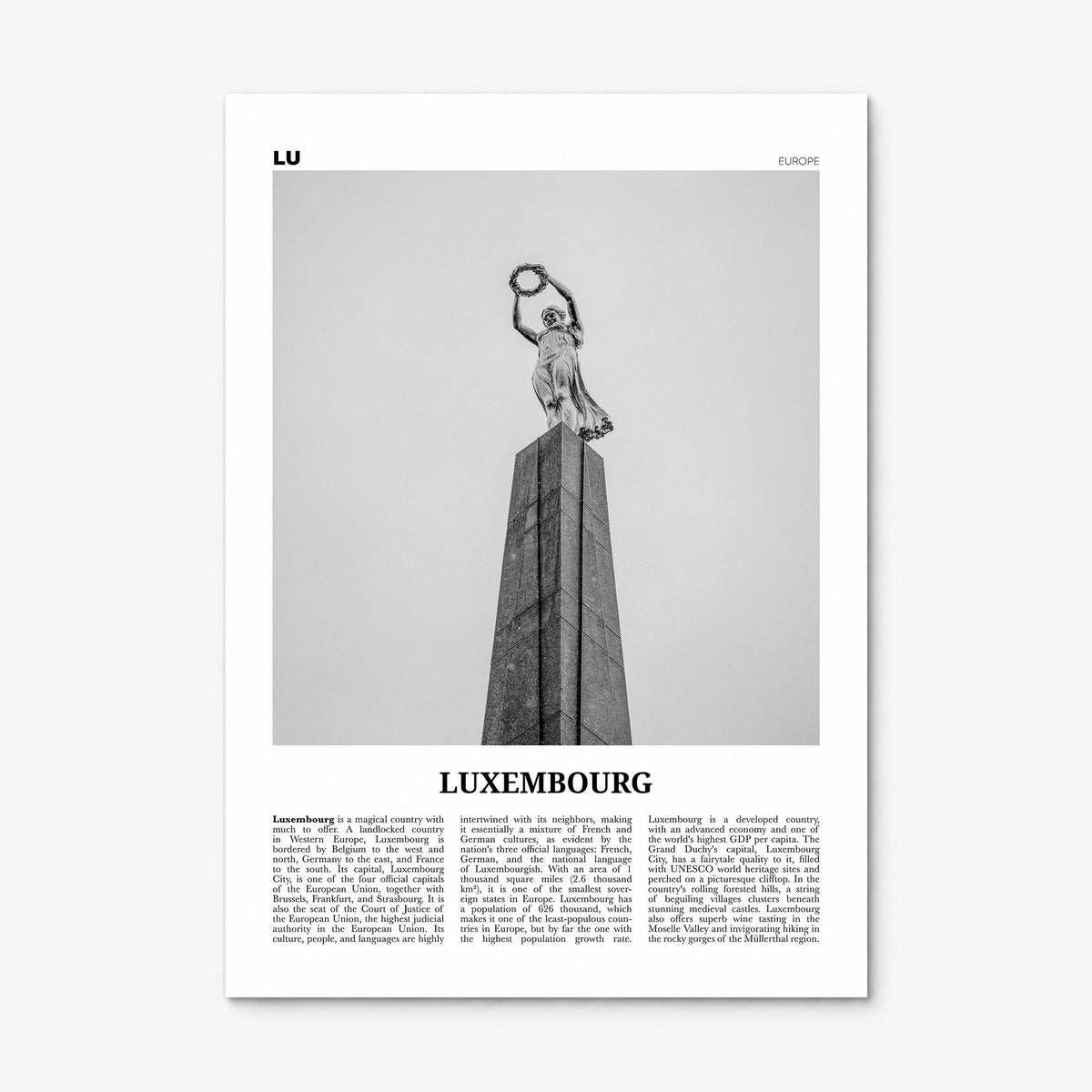 Luxembourg Newspaper No 2 Poster, print only (unframed)