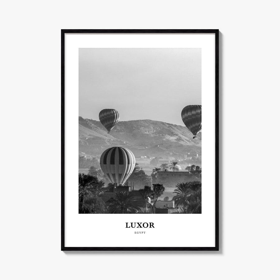 Luxor black & white classic poster of Egypt – vertical wall art, unframed print shown in interior mockup