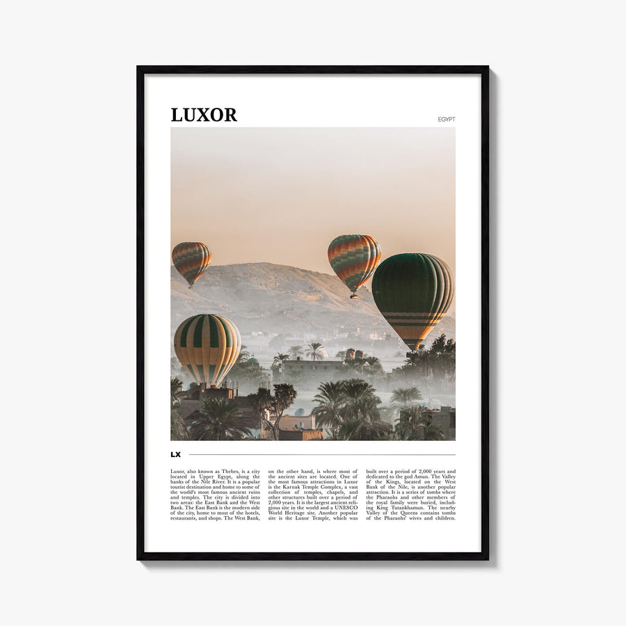 Luxor colorful travel poster of Egypt – vertical wall art, unframed print shown in interior mockup