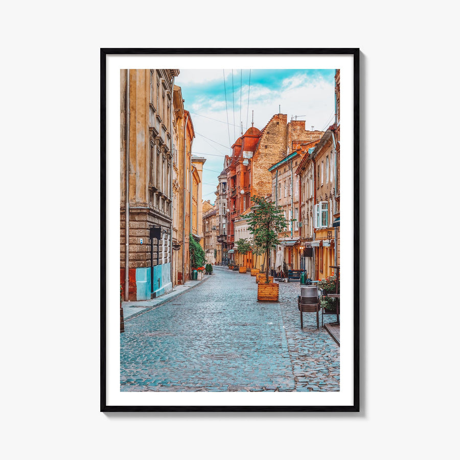 Lviv colorful photo poster of Ukraine – vertical wall art, unframed print shown in interior mockup