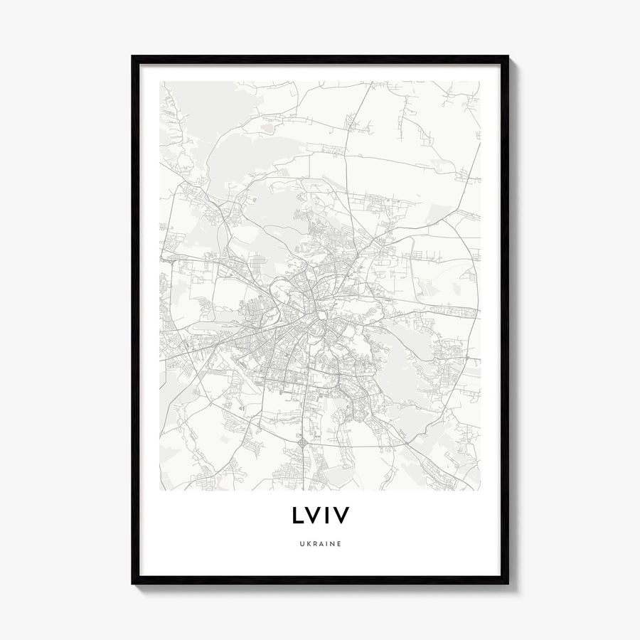 Lviv Map Poster, framed poster mockup