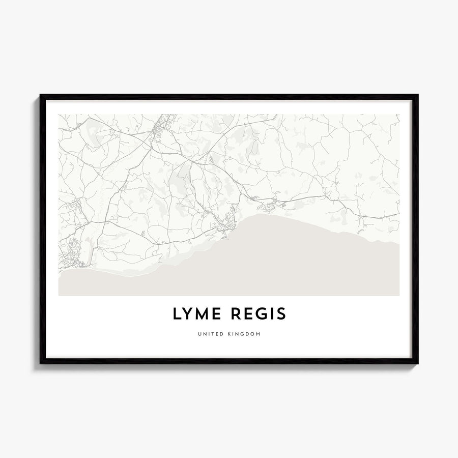 Lyme Regis Map Poster, framed poster mockup
