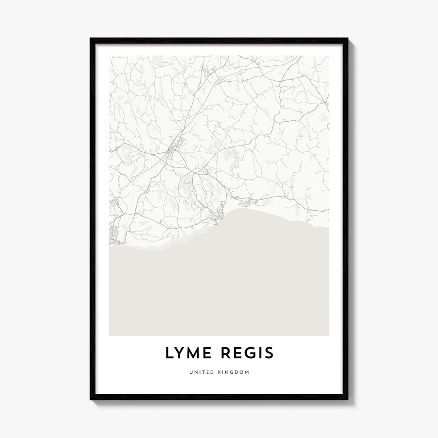 Lyme Regis Map Poster, framed poster mockup