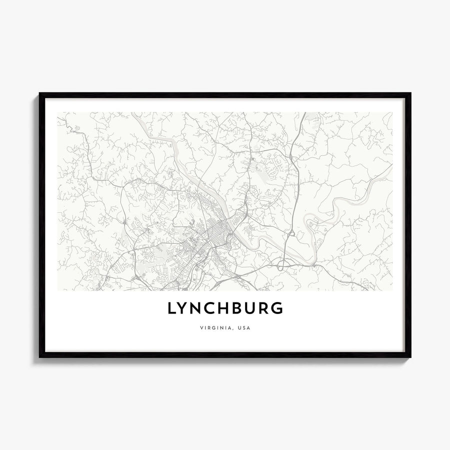 Lynchburg Map Poster, framed poster mockup