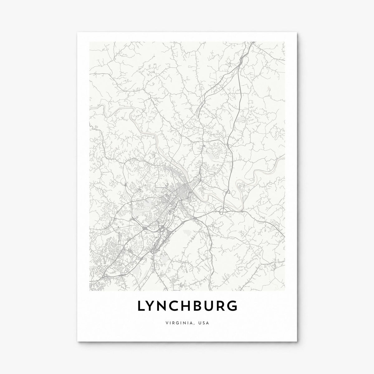 Lynchburg Map Poster, print only (unframed)