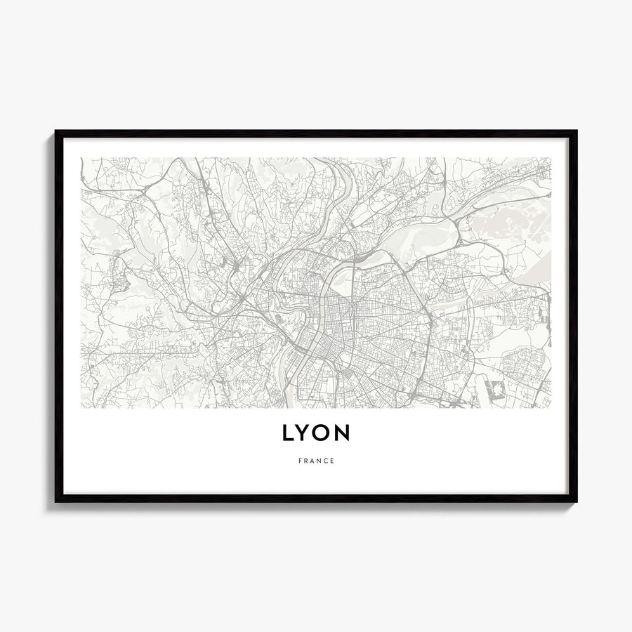 Lyon Map Poster, framed poster mockup