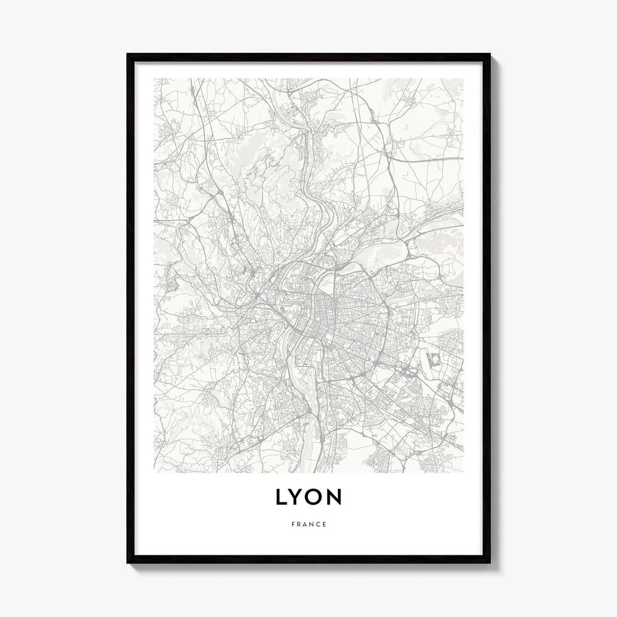 Lyon Map Poster, framed poster mockup