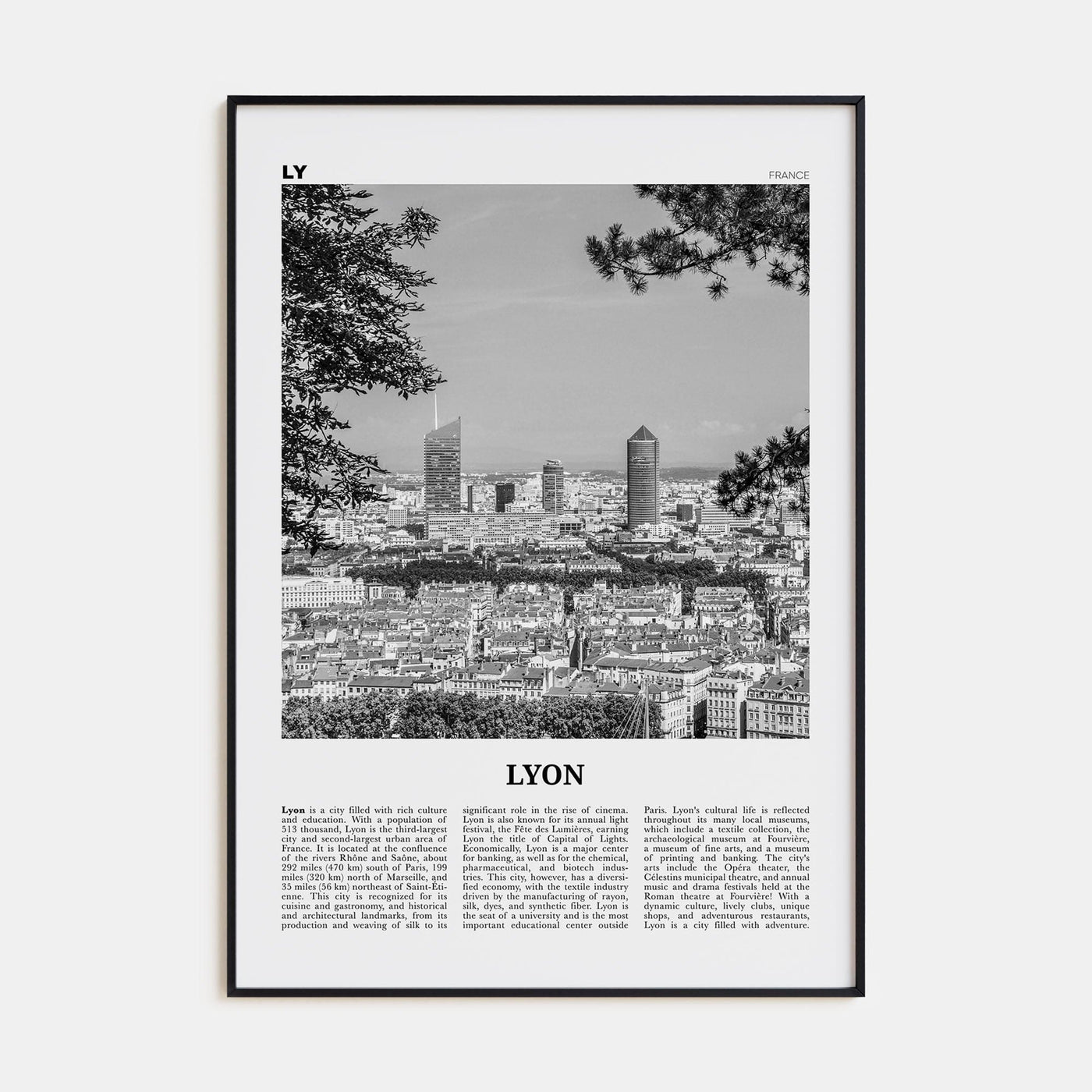 Lyon No 2 Poster None / 8x12 in Nbourhood Travel B&W Poster