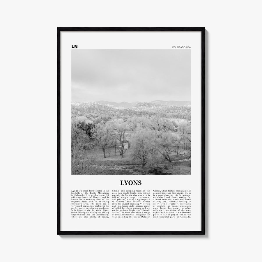 Lyon no. 3 black & white newspaper poster of France – vertical wall art, unframed print shown in interior mockup