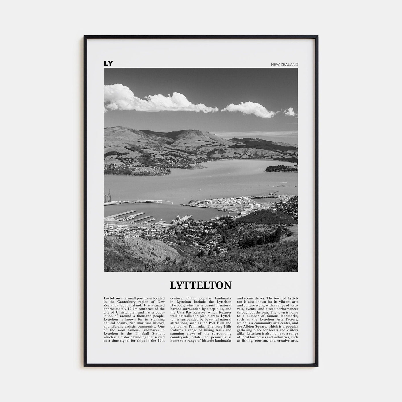 Lyttelton Poster None / 8x12 in Nbourhood Travel B&W Poster