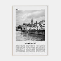 Maastricht Poster White Wood / 8x12 in Nbourhood Travel B&W Poster