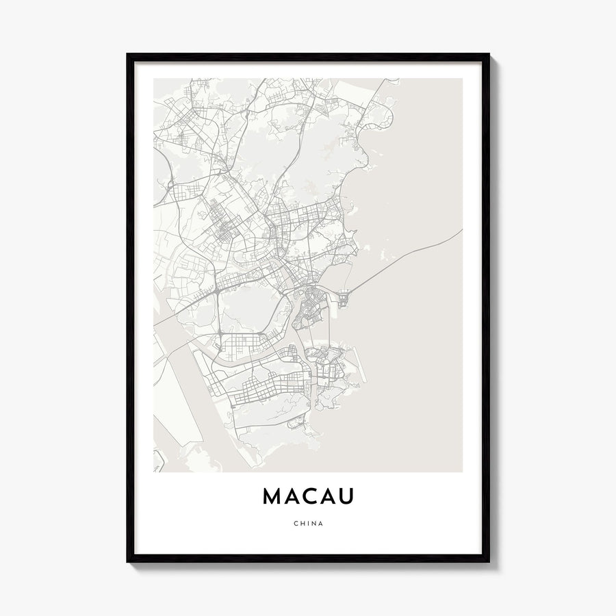 Macau Map Poster, framed poster mockup