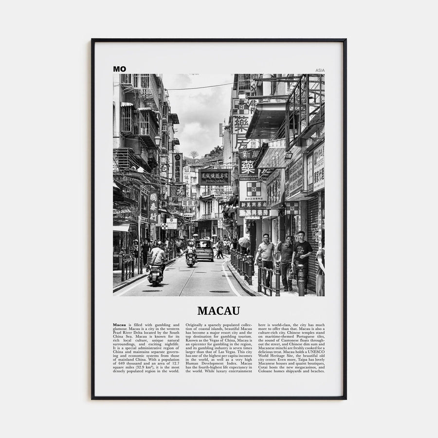 Macau Poster None / 8x12 in Nbourhood Travel B&W Poster