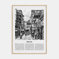 Macau Poster Natural Wood / 8x12 in Nbourhood Travel B&W Poster