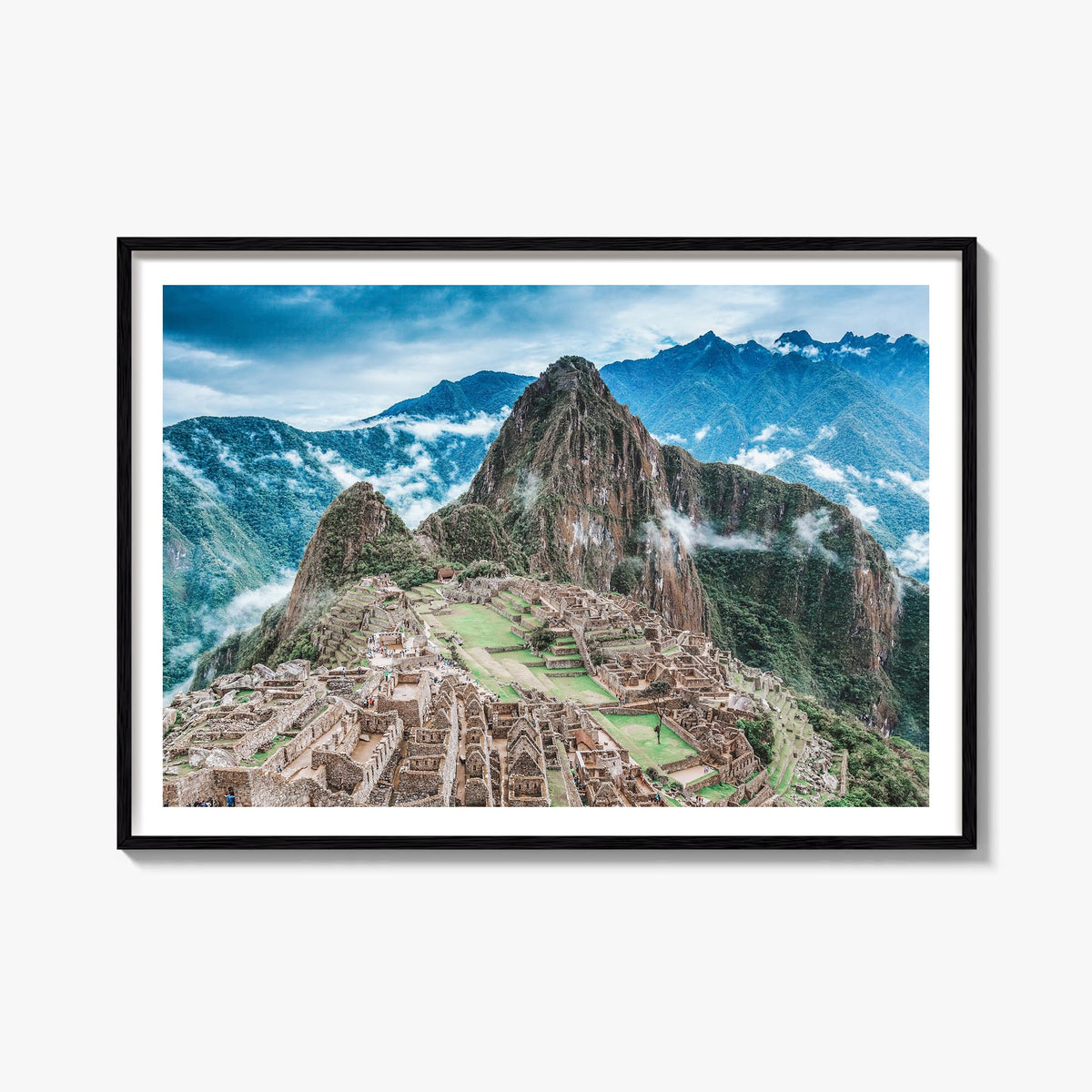 Machu Picchu colorful photo poster of Peru – horizontal wall art, unframed print shown in interior mockup