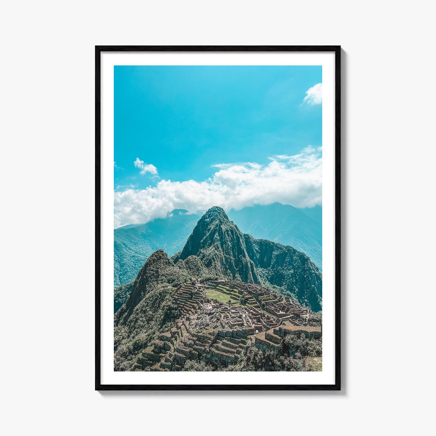 Machu Picchu no. 2 colorful photo poster of Peru – vertical wall art, unframed print shown in interior mockup
