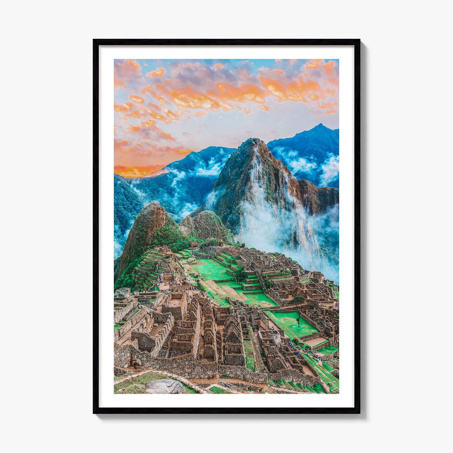 Machu Picchu Photo No 1 Poster, framed poster mockup, white border
