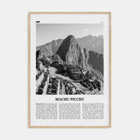 Machu Picchu Poster Natural Wood / 8x12 in Nbourhood Travel B&W Poster