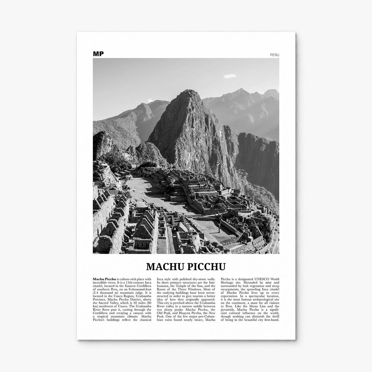 Machu Picchu Newspaper Poster, print only (unframed)