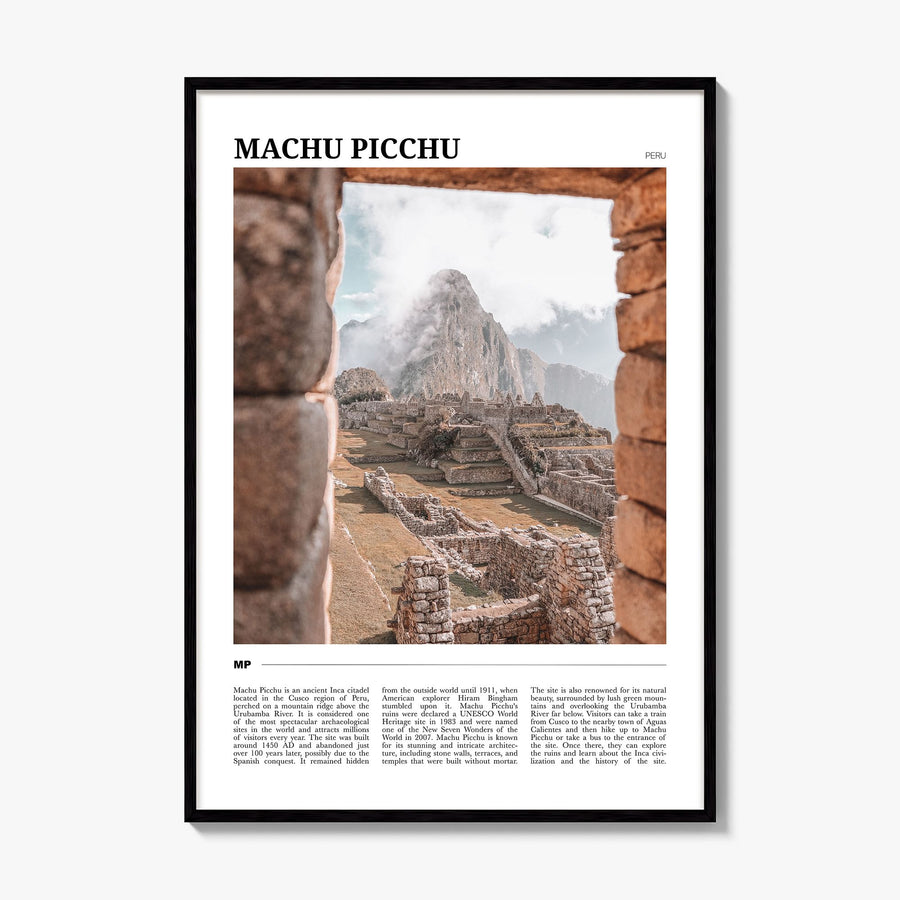 Machu Picchu Travel Poster, framed poster mockup