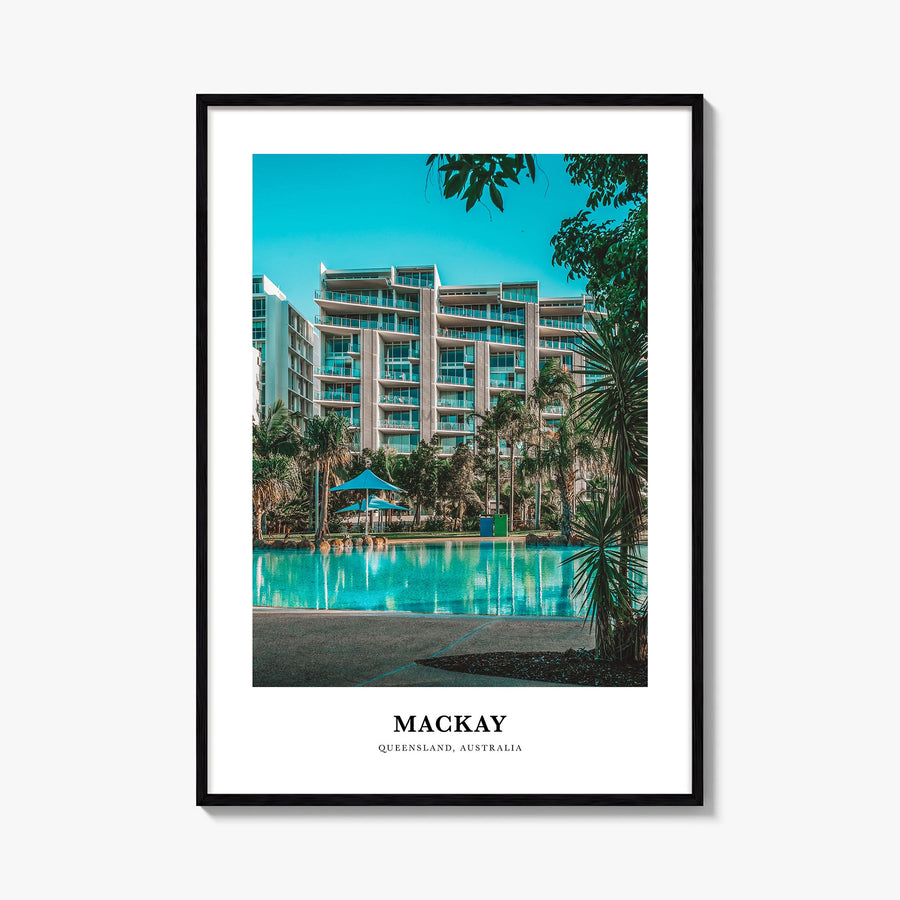 Mackay colorful classic poster of Australia – vertical wall art, unframed print shown in interior mockup
