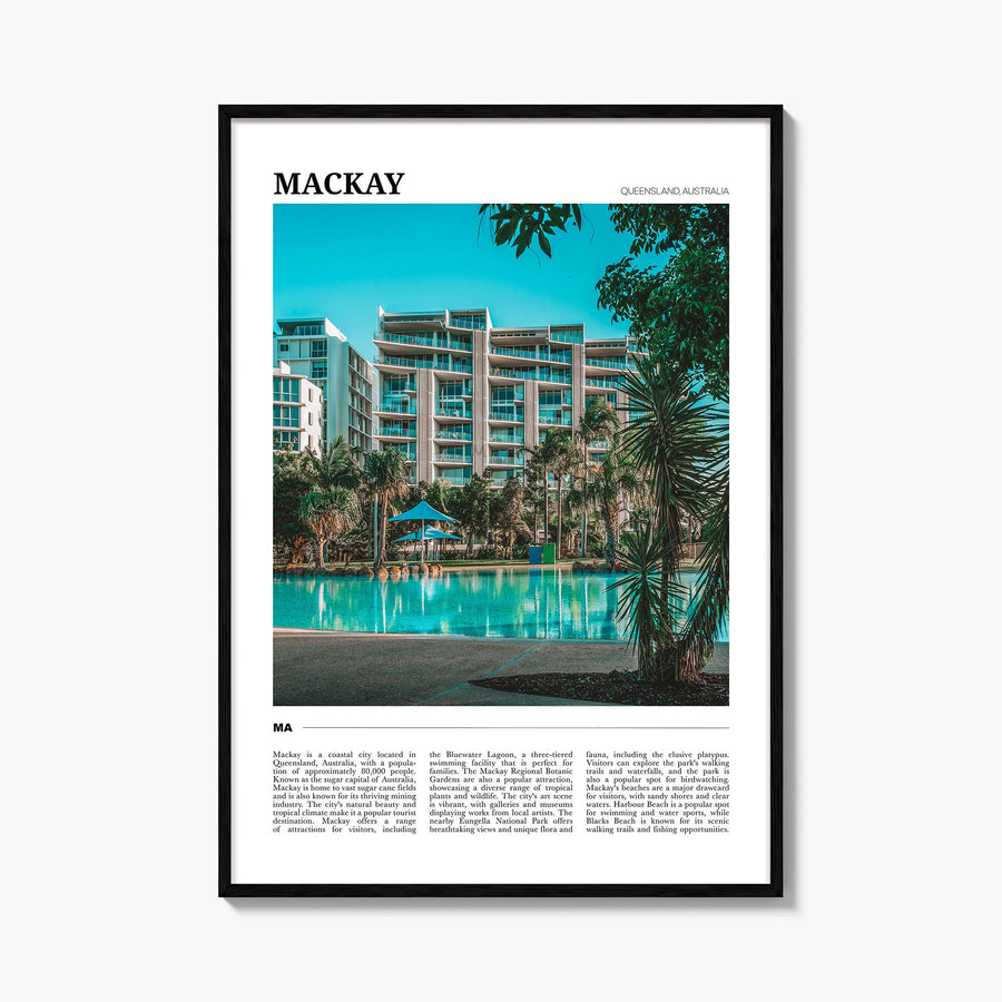 Mackay colorful travel poster of Australia – vertical wall art, unframed print shown in interior mockup
