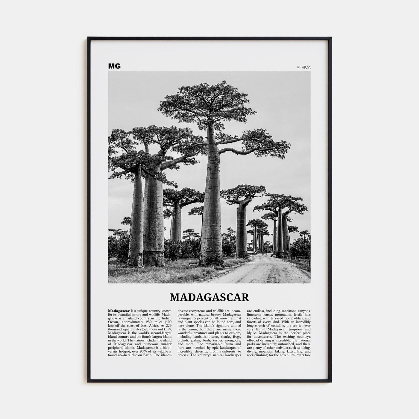 Madagascar Poster None / 8x12 in Nbourhood Travel B&W Poster