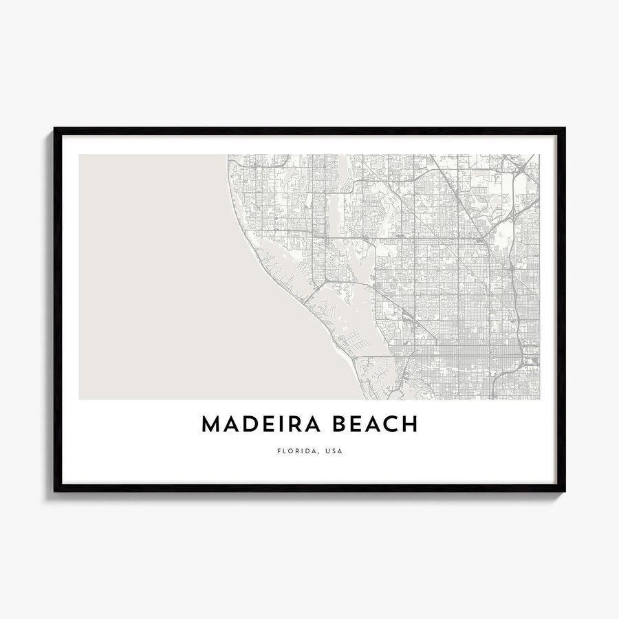 Madeira Beach Map Poster, framed poster mockup