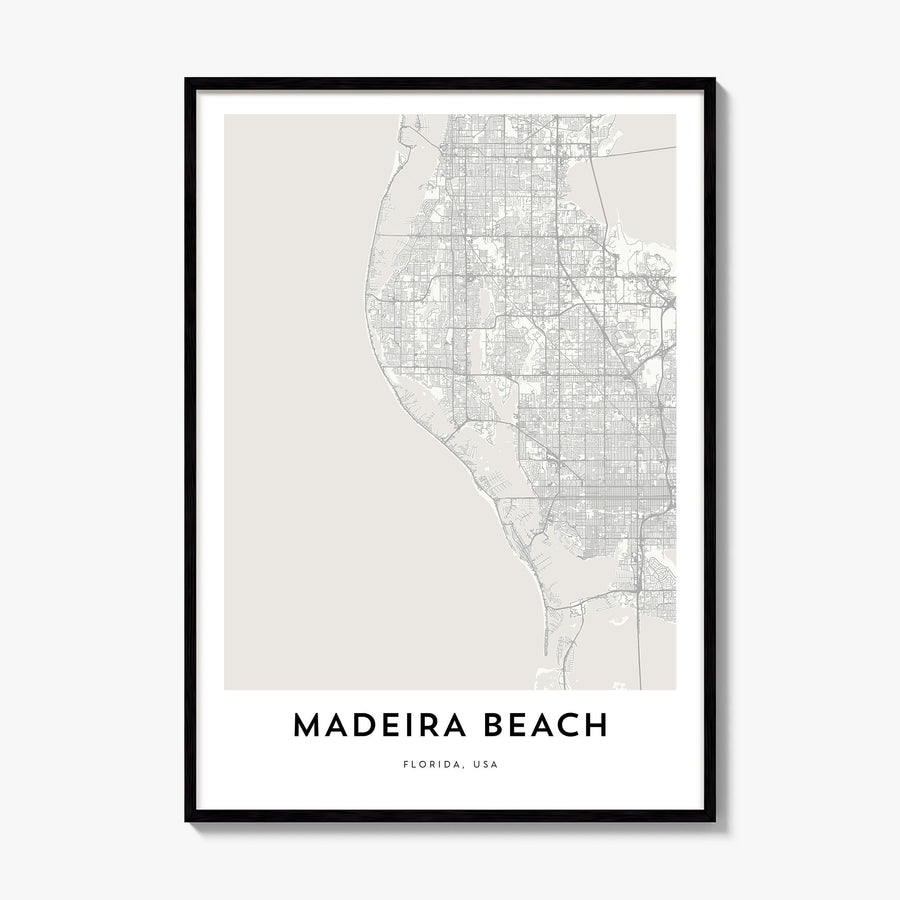Madeira Beach Map Poster, framed poster mockup