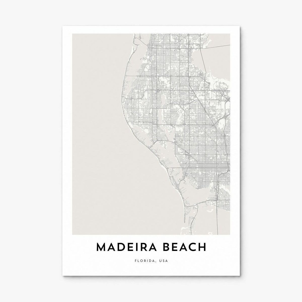 Madeira Beach Map Poster, print only (unframed)