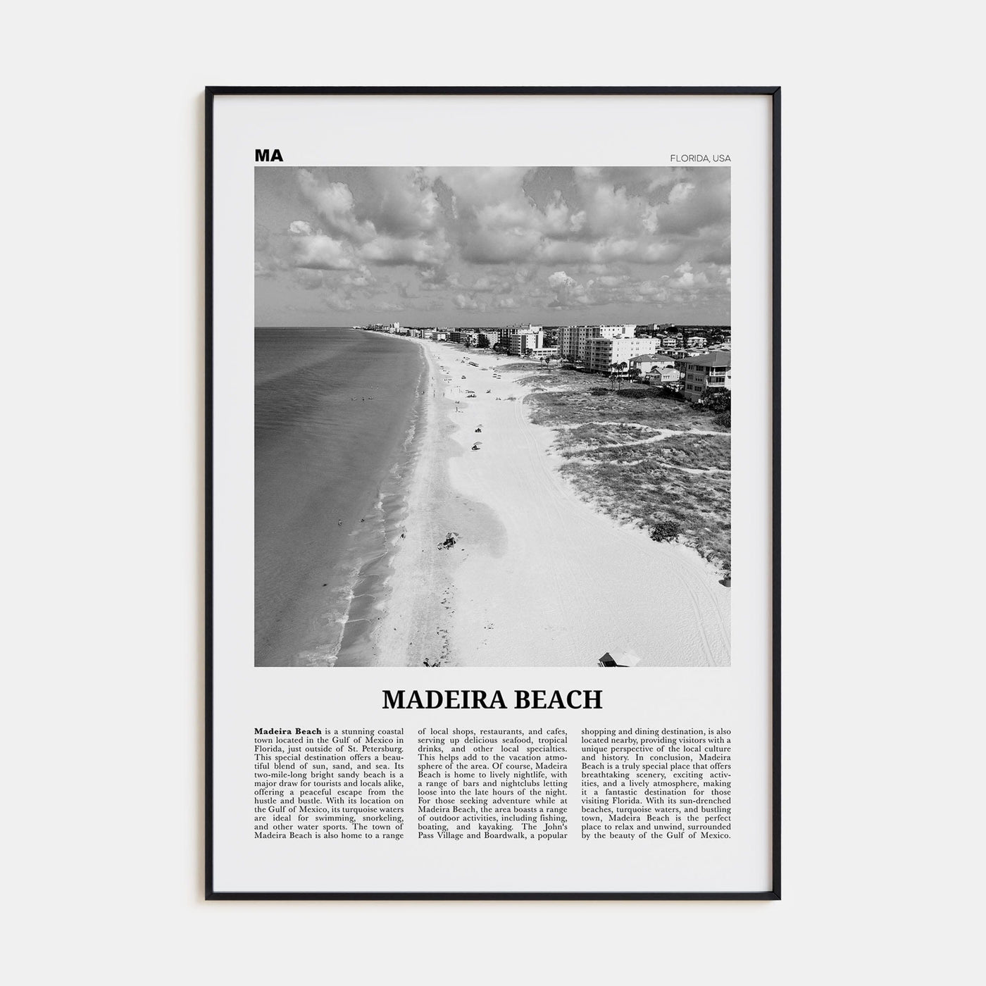 Madeira Beach Poster None / 8x12 in Nbourhood Travel B&W Poster