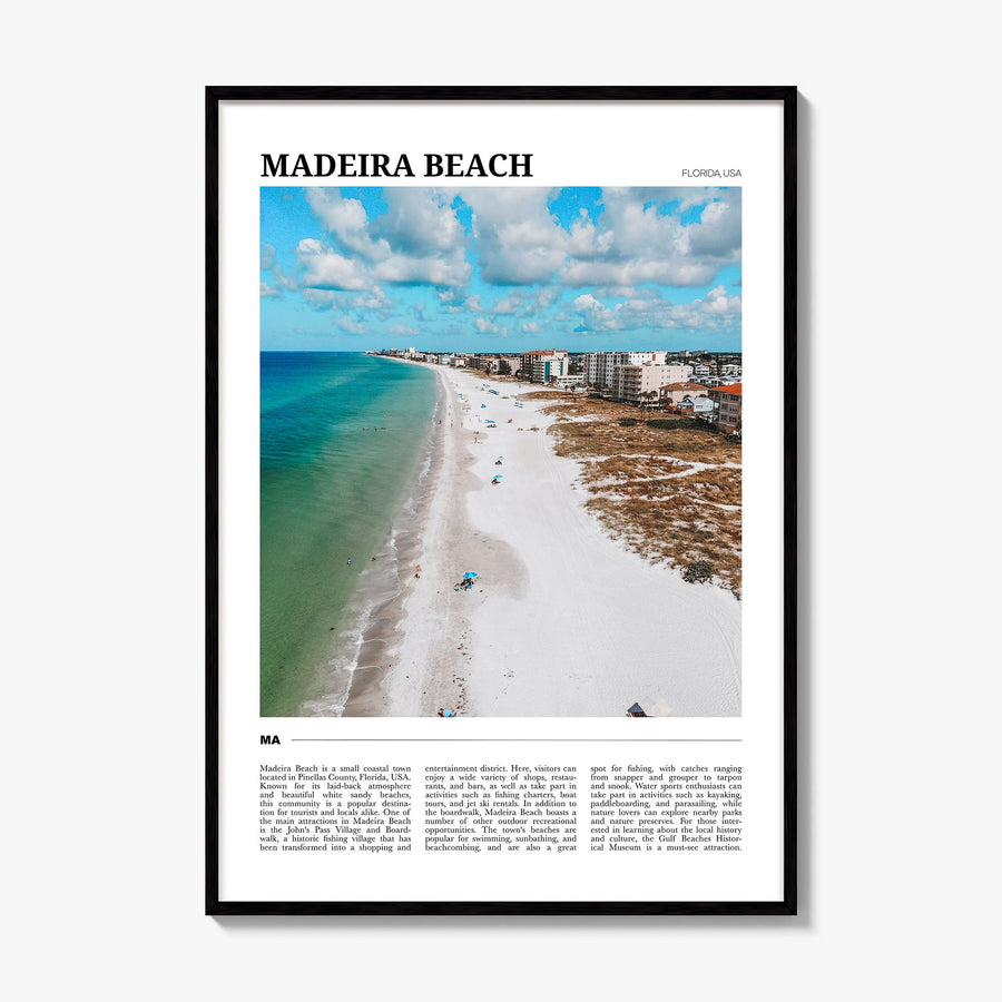 Madeira Beach Travel Poster, framed poster mockup