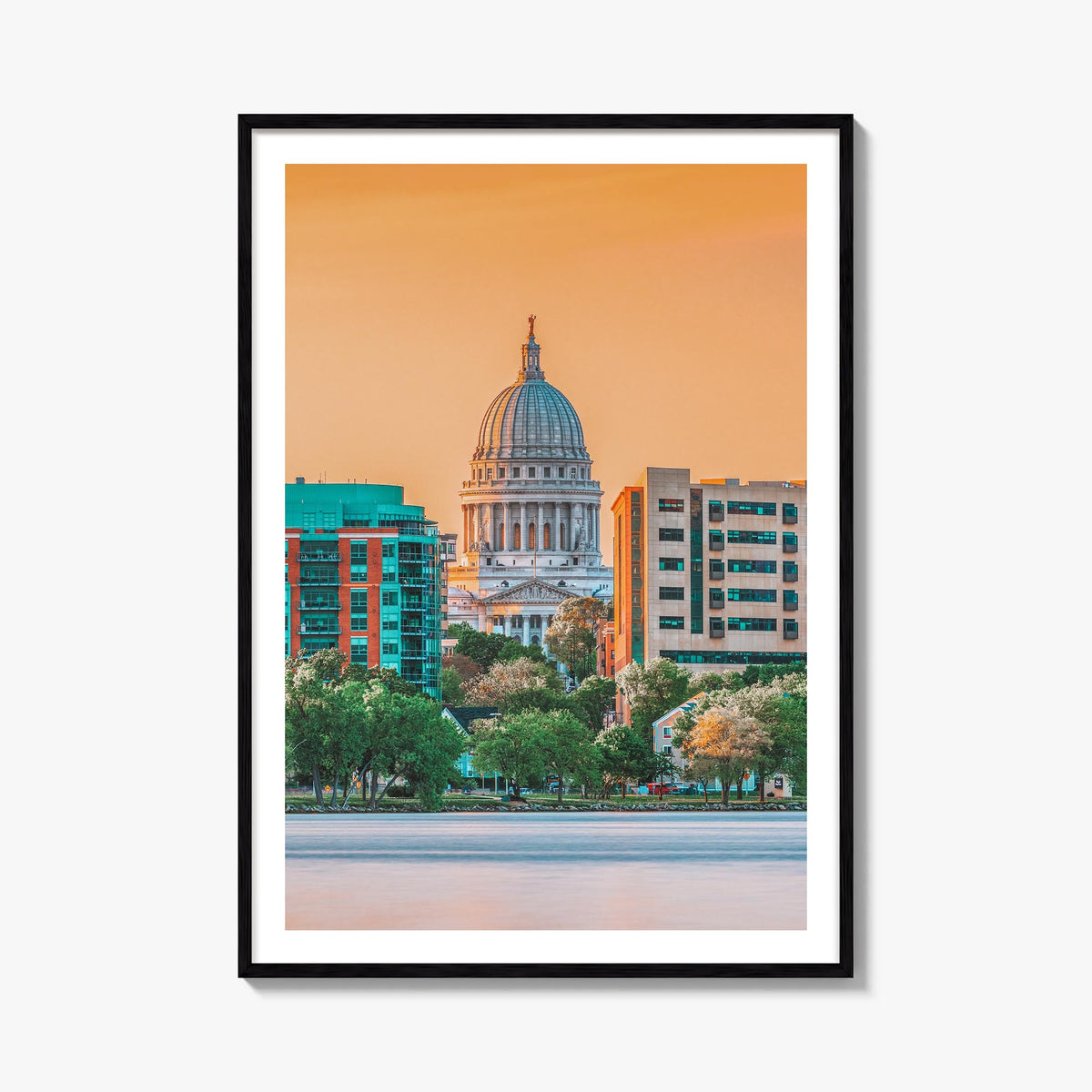 Madison no. 1 colorful photo poster of Wisconsin, USA – vertical wall art, unframed print shown in interior mockup